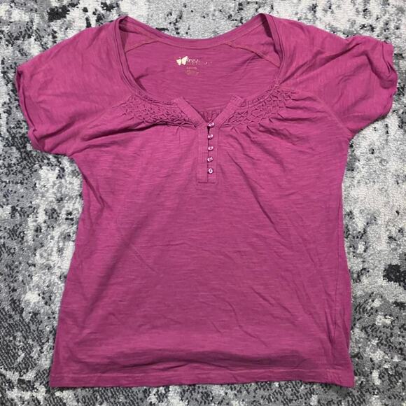 Y2k Lace Natural‎ Reflections Pink Henley Shirt - Picture 1 of 5